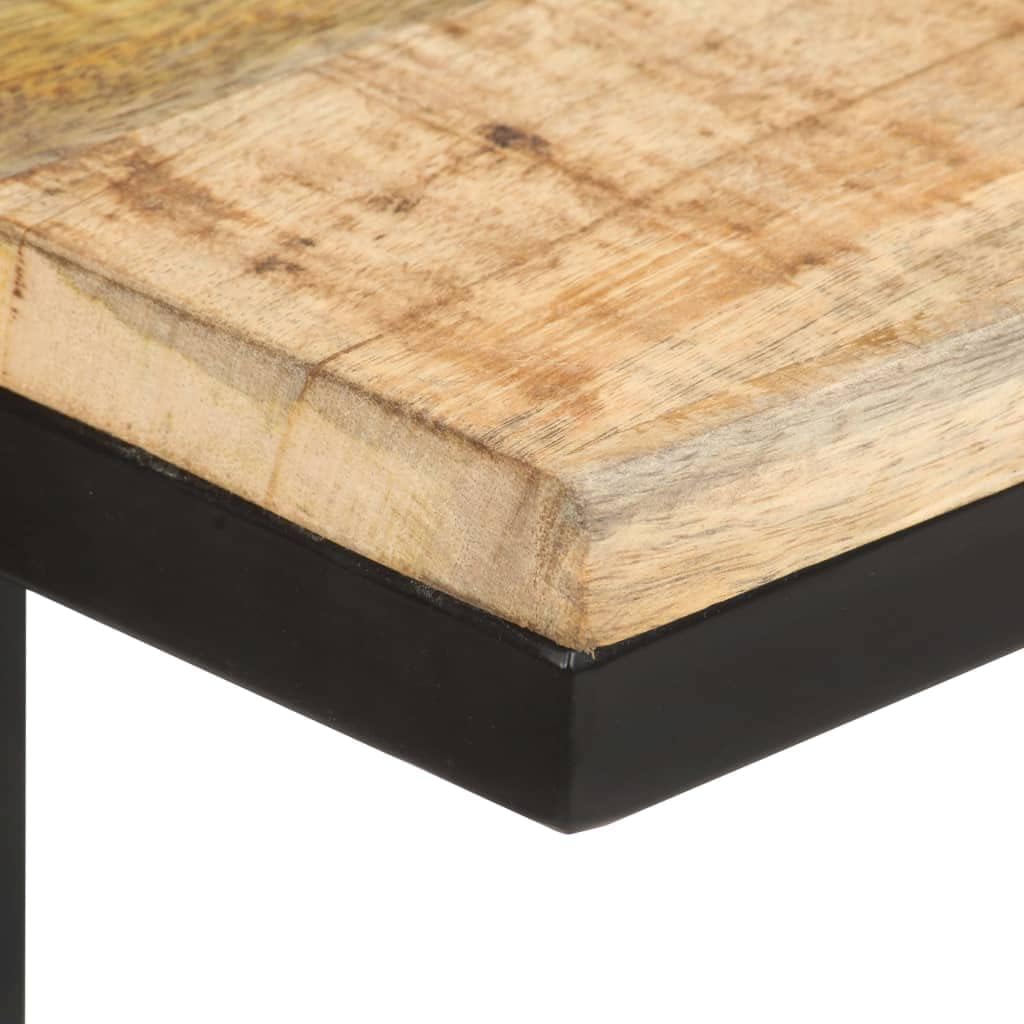 Rough Mango Wood Side Table 2 Pcs with Powder Coated Iron Legs, End Table for Living Room, Natural Wood Grain