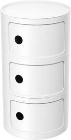 3 Tier Rounded Cabinet, Round Nightstand Detachable End Table with Storage Lightweight Side Table, Round End Table with Storage for Living Room Bedroom Bathroom Kitchen (White)