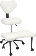 Cross Legged Office Chair with Wheels,Ergonomic Yoga Chairs Meditation Chair with Back Support Wide Criss Cross Design Lumbar Support, Kneeling Chairs Adjustable Height Flexible Design (Beige)