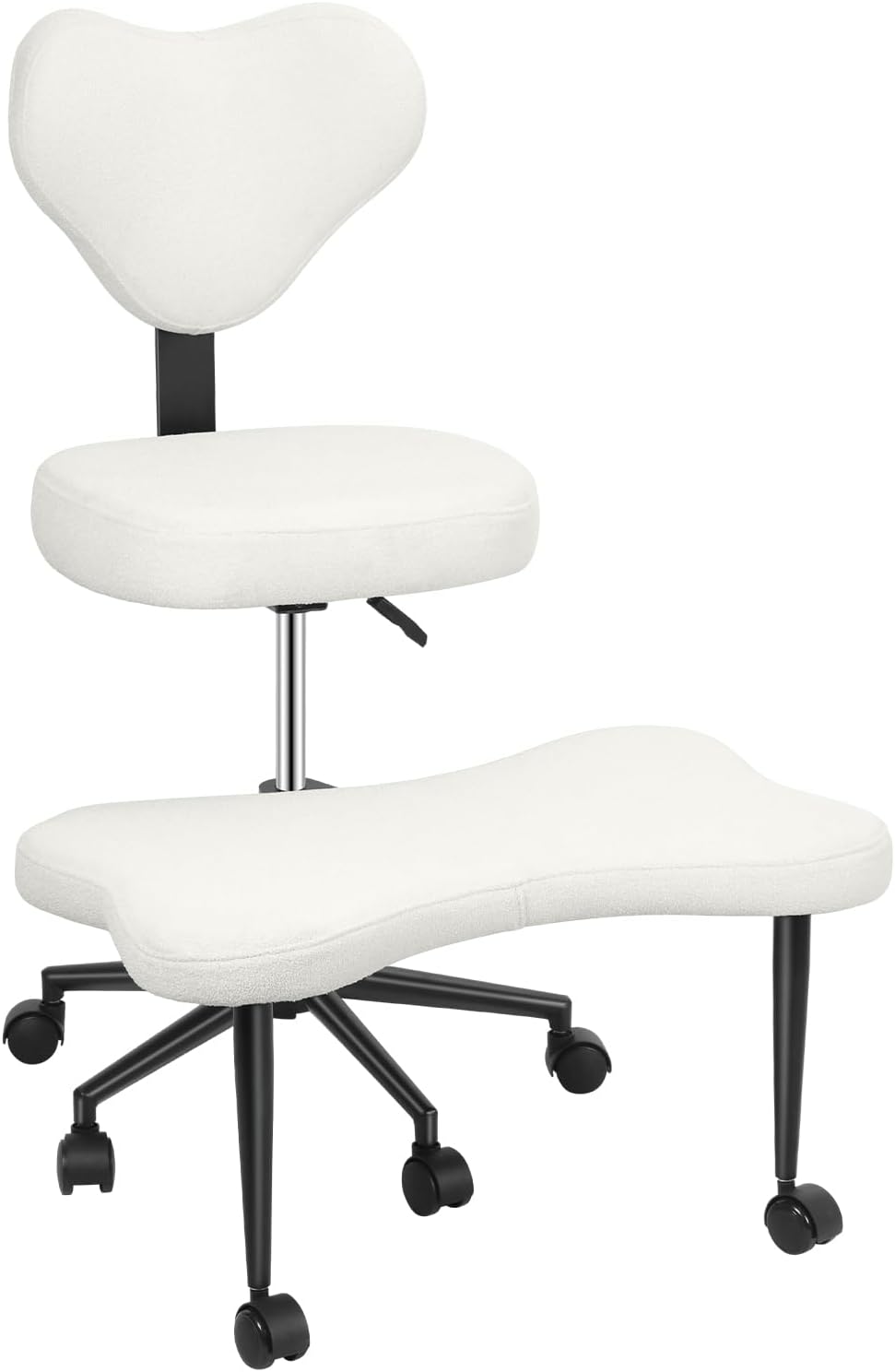 Cross Legged Office Chair with Wheels,Ergonomic Yoga Chairs Meditation Chair with Back Support Wide Criss Cross Design Lumbar Support, Kneeling Chairs Adjustable Height Flexible Design (Beige)