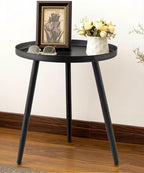 AOJEZOR Side Table Raised Edge: Iron End Table with Raised Rim for Young Families Small Space - No Too Required - Modern Style for Living Room
