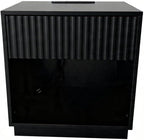 Night Stand with Charging Station, 23 Inch Tall Fluted Modern Bedside Table with Large Drawer & Storage Space, Wide End Table for Bedroom Sofa Office, Easy Assembly, Black, 1 Pack