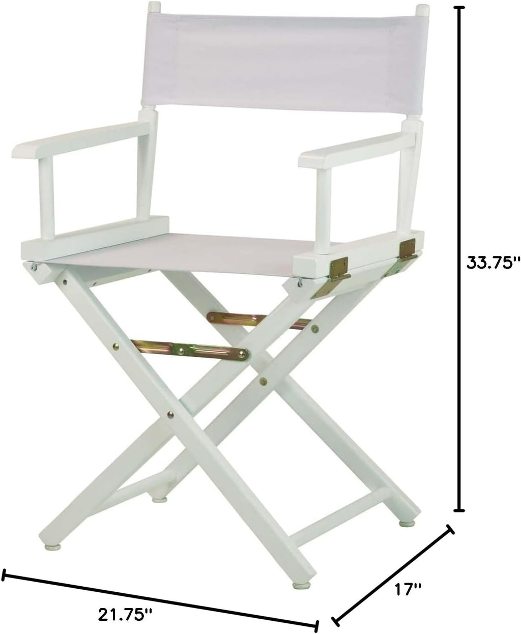 HomeStock Director's Chair with Built-in Armrests and Foldable Design for Easy Storage, Lightweight Durable Frame Perfect for Indoor or Outdoor Seating White Canvas/18 in White Frame