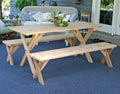 Cedar Picnic Table Set - Red - 6 ft - Includes 2 Benches - Durable Design