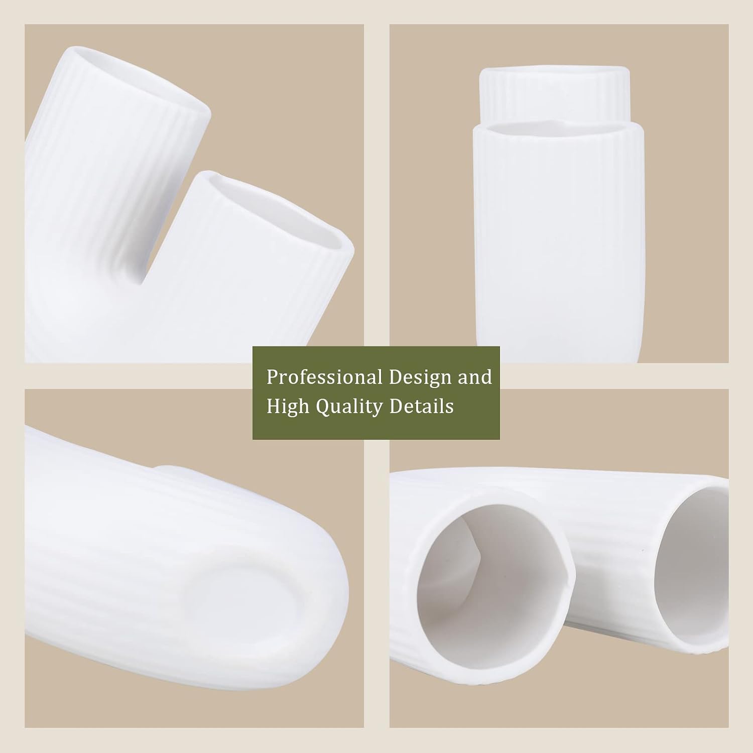 Vipush Ceramic Vase Set for Modern Home Decor Aesthetic, White and Black Round Matte Infinity Vases for Decorative Gift, Flower Vases for Living Room Wedding Coffee Table Party Bedroom