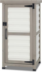 Small Outdoor Storage Cabinet with Metal Top, 2-Tier Patio Potting Bench & Garden Tool Organizer, Adjustable Shelf Corner Storage Cabinet for Balcony Backyard Porch