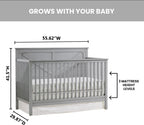 Oxford Baby Montauk 4-in-1 Convertible Crib, Farmhouse Gray, GreenGuard Gold Certified