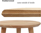 WoodShine Side Table Small Round Solid Wood Sofa End Tables Accent Nesting Coffee Table Natural(H:14.37inch)