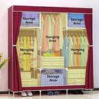 Wardrobe Canvas Wardrobe Fabric Wardrobe Foldable Clothes Closet Storage Organizer with Hanging Rail,Wardrobe Shelves for Bedroom,Purple-105x46x156cm