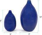 Howard Elliott Collection Glazed Ceramic Flower Or Decorative Home Vase Set, Cobalt Blue, 2 Piece, 7 x 12 Inch and 5 x 8 inch