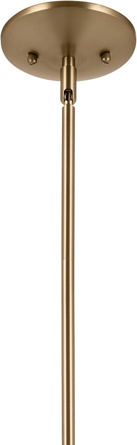 Kichler Deela Single Pendant Light Fixture for Kitchen Island with Satin Etched Cased Opal Glass in Champagne Bronze, Modern Hanging Lamp (7" x 17"), 52529CPZ