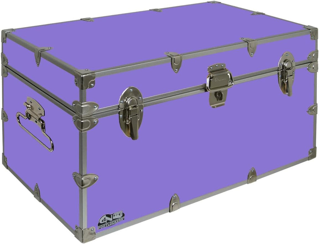 C&N Footlockers - Large Undergrad Storage Trunk - Made in the USA - Only STEEL Footlocker on Amazon - Durable Chest with Lid Stay - 32 x 18 x 16.5 Inches (Lilac)