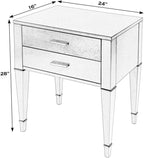 Beaumont Lane Contemporary 2 Drawer End Table, Antique Cherry Finish, 24" W x 16" D x 28" H, Poplar Solids and Veneer, Rectangular Design with Gold Hardware, Living Room or Side Table with Storage