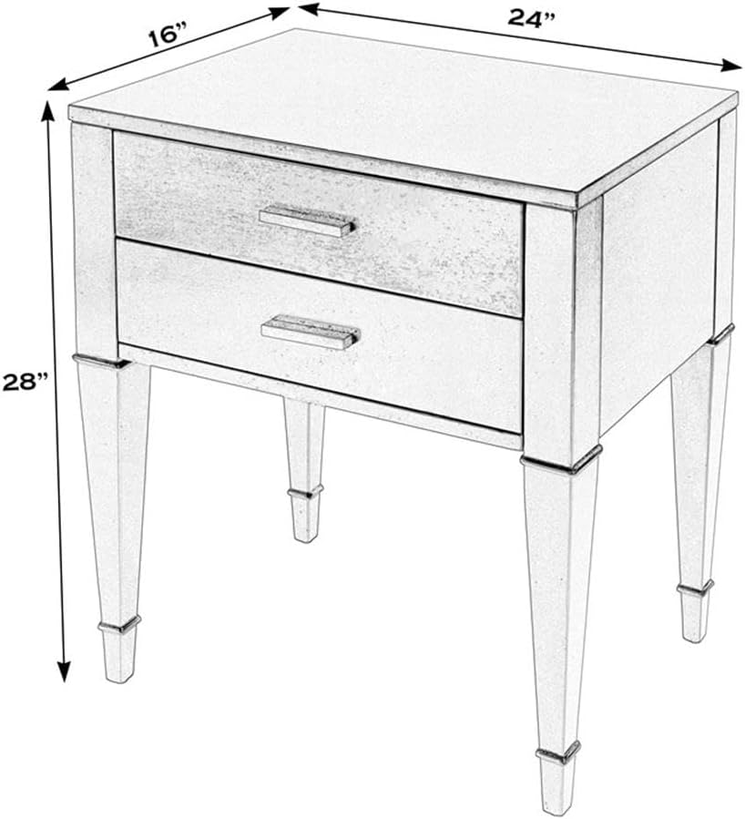 Beaumont Lane Contemporary 2 Drawer End Table, Antique Cherry Finish, 24" W x 16" D x 28" H, Poplar Solids and Veneer, Rectangular Design with Gold Hardware, Living Room or Side Table with Storage