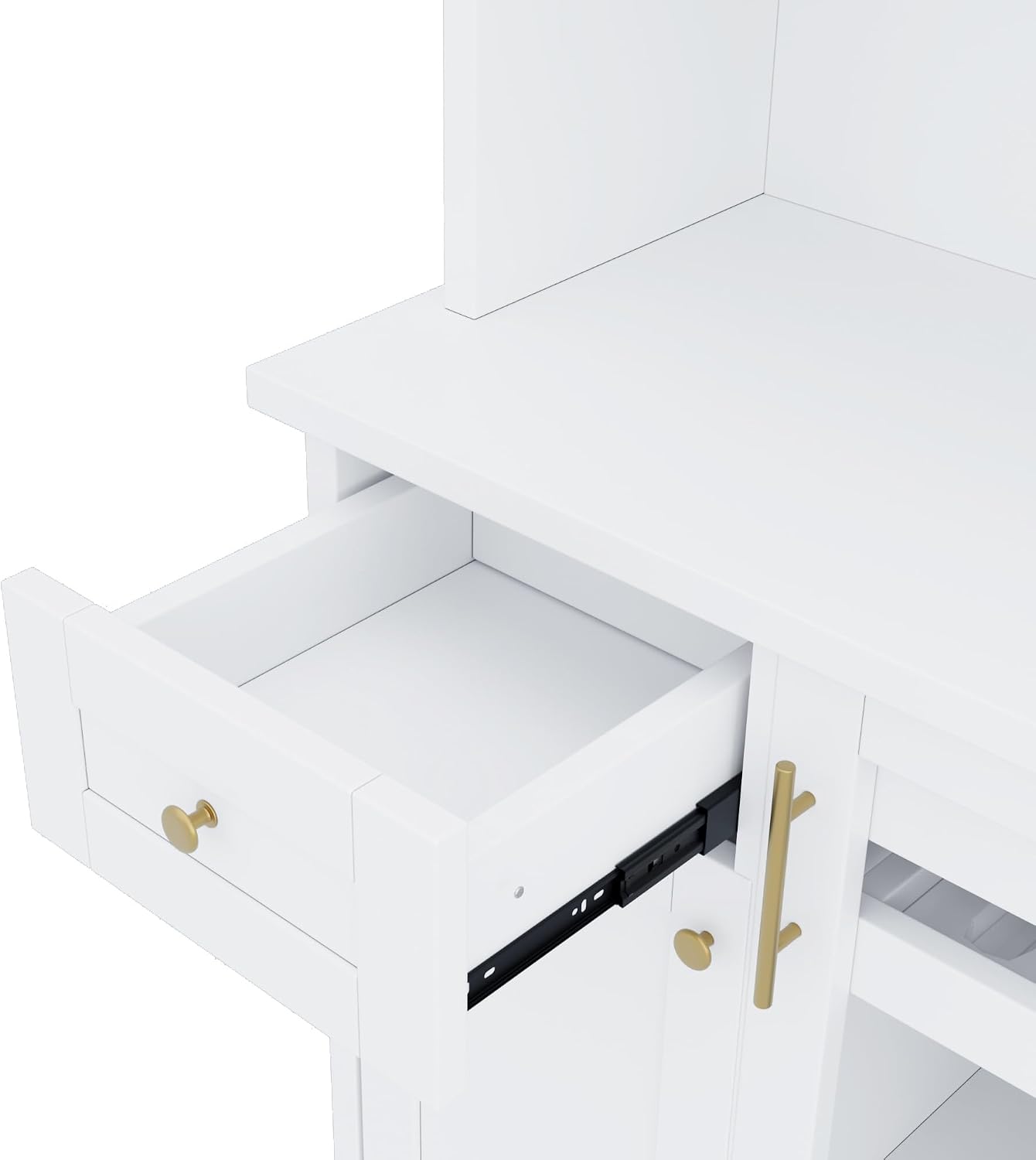 LUMISOL Farmhouse Kitchen Pantry Cabinet with Wine Rack, Freestanding Buffet with Hutch and Adjustable Shelves, Kitchen Hutch with Pull-Out Bottle Trays for Dining Room, 35.4x17.7x74.8 in, White