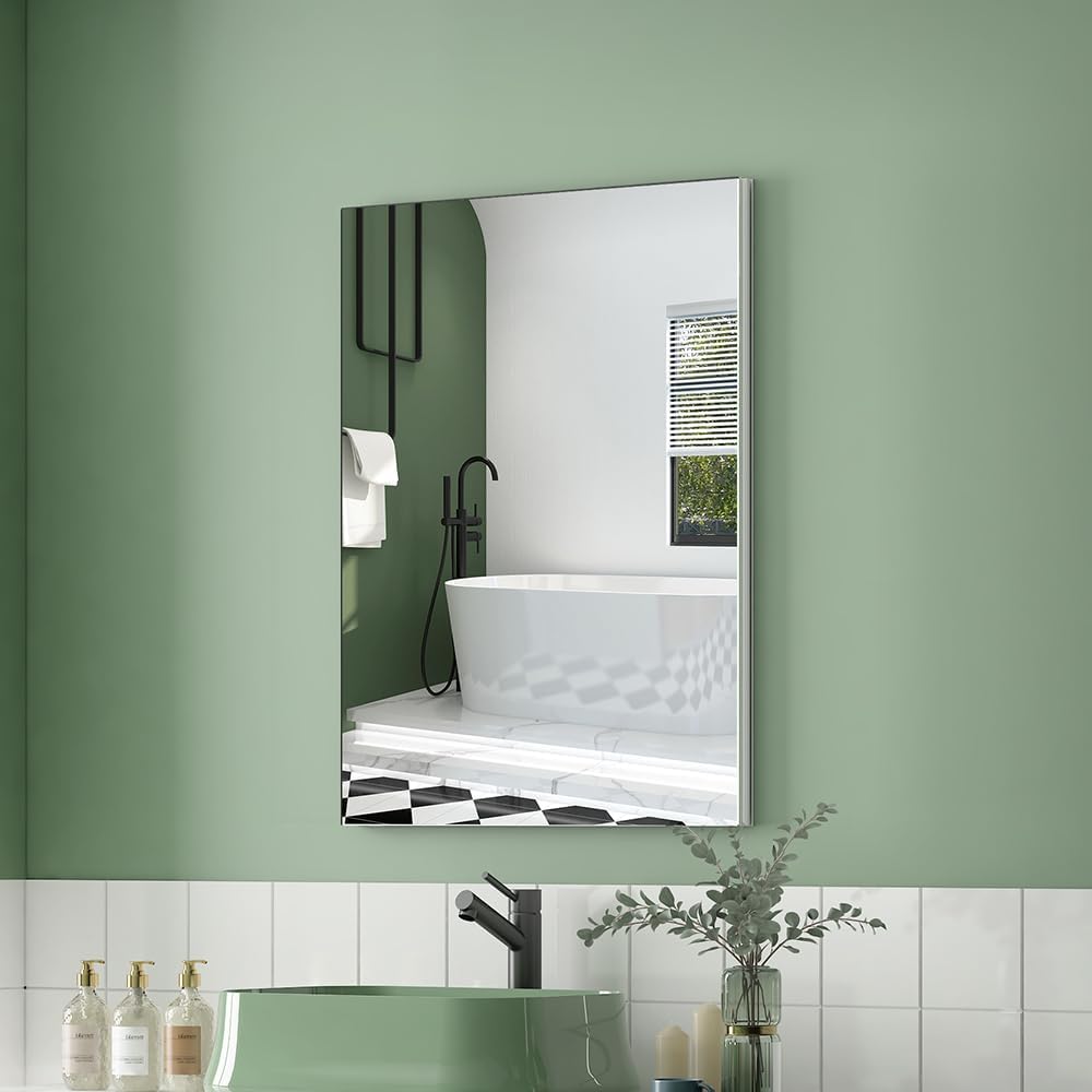 Quavikey 20"x26" Medicine Cabinet with Mirror, Recessed or Surface, Silver | Premium bathroom mirror cabinet featuring rustproof aluminum frame, adjustable shelves, soft-close hinges, and ample storage.