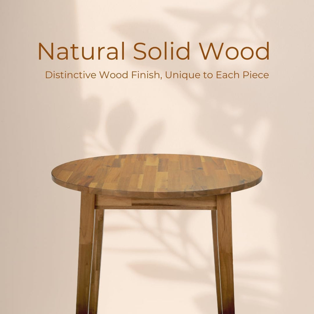 ARROWSTONE Nakina Solid Acacia Wood Round Dining Table, Ideal for Dining Room, Kitchen, Living Room