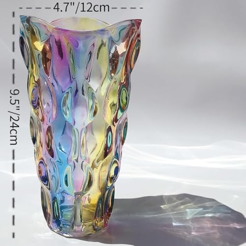 Unbreakable Flower Glass Vase 3.5lb 9.5inch Sparkle vase Bohemian Style, for Centerpieces,Kitchen,Office, Living Room,Wedding,Perfect Home Decor Glass Vase (Sparkle Color)