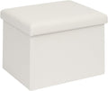 B FSOBEIIALEO Folding Storage Ottoman Cube Faux Leather Ottomans for Living Room, Bedroom, Home Office, Dorm Storage Footrest White 16.5"x12.6"x12.6"