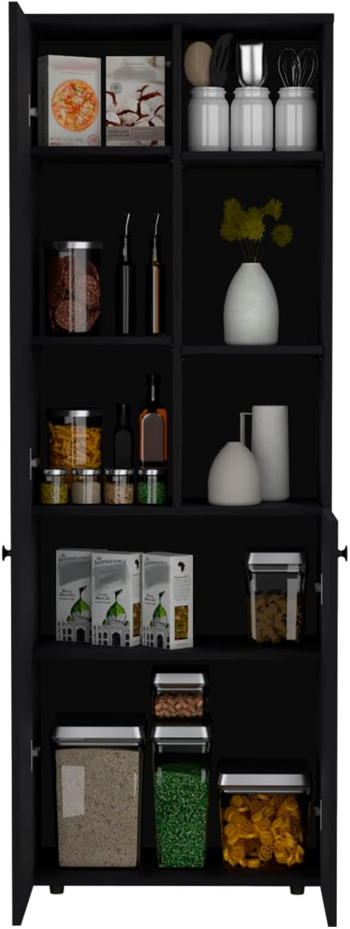 67-Inch Kitchen Pantry - Spacious Storage Cabinet with 3 Doors and 3 Exterior Shelves