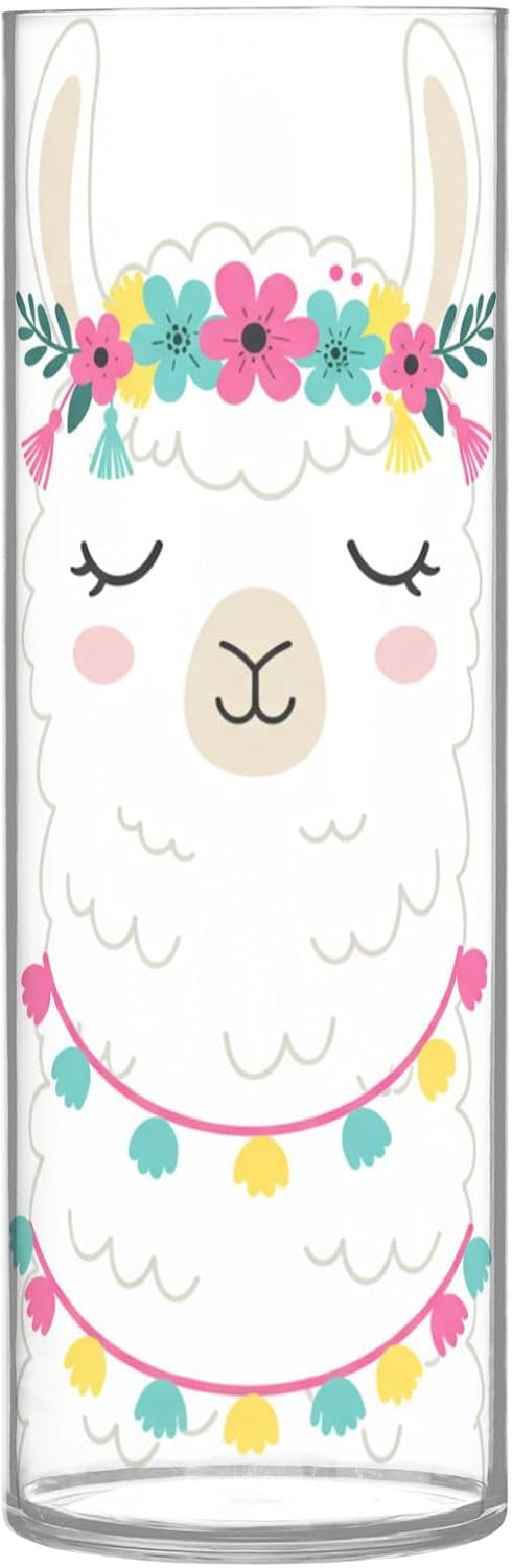 ALAZA Floral Llama Flower Vase for Wedding Dinner Table Party Living Room Office Bedroom Decor,Unbreakable Vase, 3.9 x 12 inch Cylinder Decor