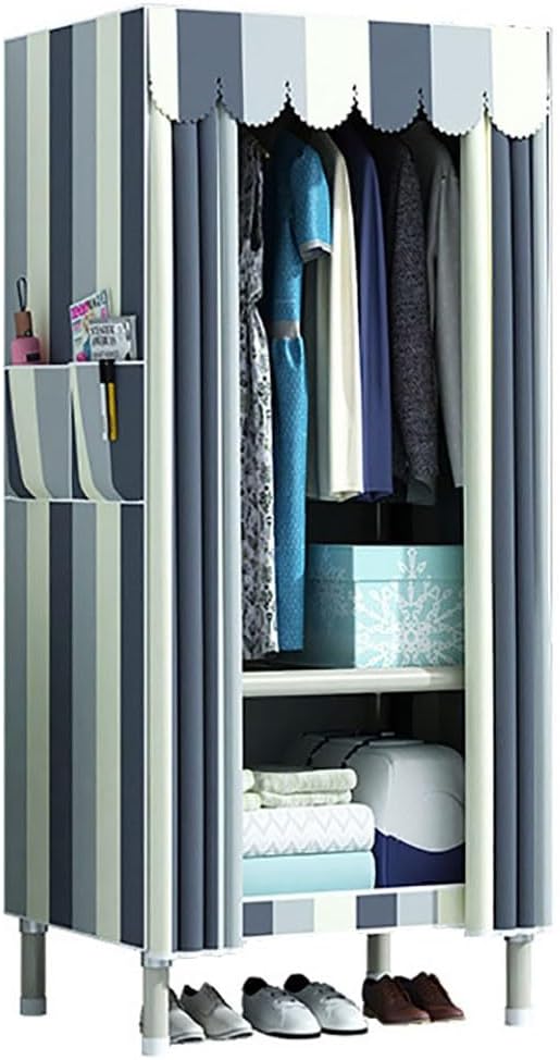 Portable Canvas Wardrobe 66x45x170CM - Large Capacity Multifunctional Clothes Closet with Steel Frame - -Saving Fabric Storage Cabinet for nizing Clothes and Accessories