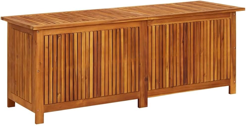 Solid Acacia Wood Garden Storage Box with Gas-Lift Lid, 59.1"x19.7"x22.8" Patio Storage Bench for Cushions and Tools