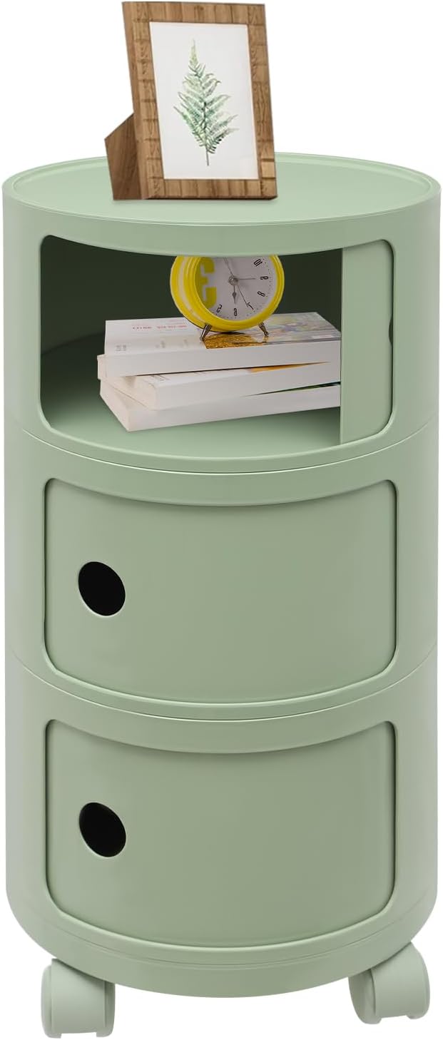 3 Tier Rounded Cabinet,Round Nightstand Detachable End Table with Storage Lightweight Side Table Storage for Living Room Bedroom Bathroom Kitchen