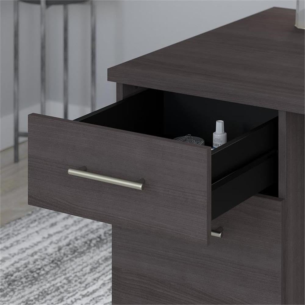 Bush Furniture Somerset 60W Office Desk with Lateral File Cabinet and 5 Shelf Bookcase in Storm Gray