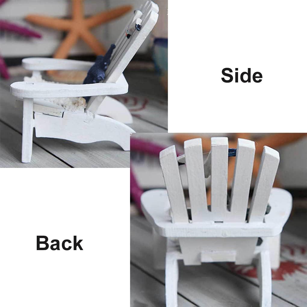 4 Pieces Wooden Adirondack Miniature Chair Ornaments with Nautical Life Ring for Coastal, Ocean, Beach Office Home Decoration Favor