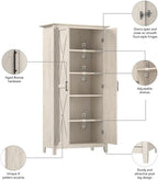 MAKLAINE Tall Engineered Wood Kitchen Pantry Cabinet with Doors, Linen White Oak Finish, Adjustable Shelves, Freestanding Storage Cupboard, Farmhouse Style for Kitchen or Dining Room