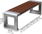 Garden Outdoor Garden Stainless Steel Bench, with Plastic Wood Sitting Surface, for Balcony Indoor Terrace No Backrest Chair Seat(Large)