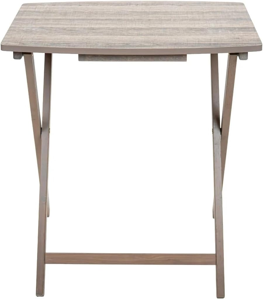Modern Indoor XL Oversized Folding Tray Table – Rustic Gray Portable Laptop Snack TV Dinner Stand for Living Room, Bedroom, Home Office, Dorm & Reading Nook, 23.5 x 18 x 26 Inches