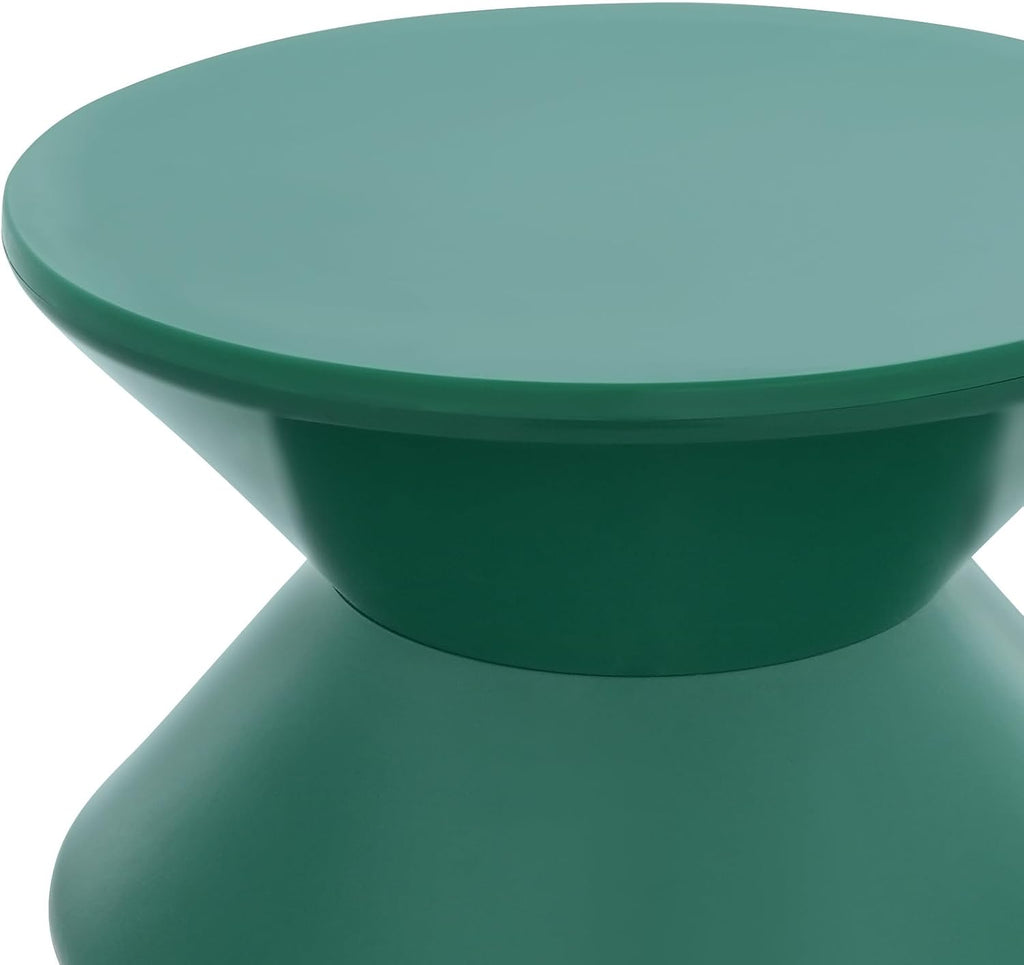 Side Table, Floor Standing Round Sofa Side Table, Modern Hourglass and Geometric Decor End Table, 220.46 Lbs Load-Bearing Capacity, for Coffee Patio Living Room Bedside Apartment (Green)