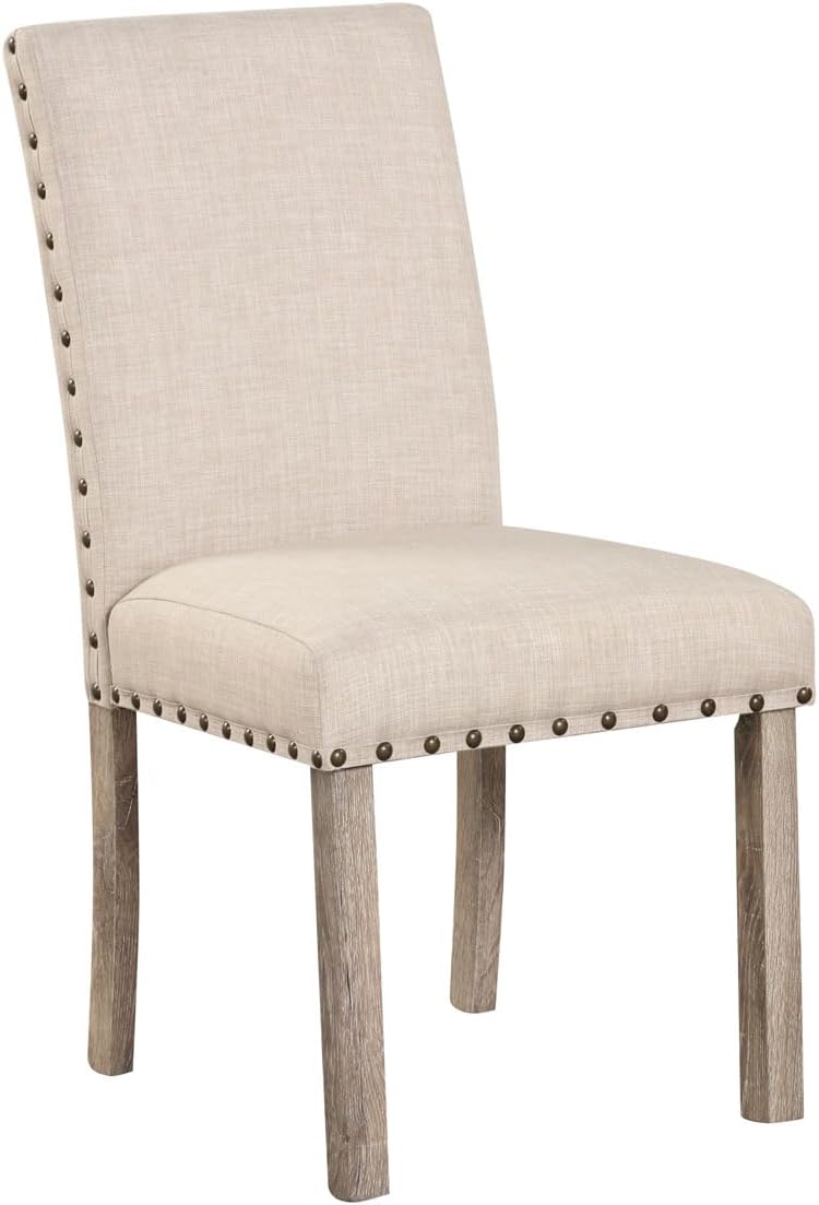 Morden Fort Dining Table Set for 6, Farmhouse Wooden Table & Upholstered Bench & 4 Dining Chairs, Kitchen Dining Set with Nailhead Accents, Rectangular Table Sets for 6 for Kitchen/Dining Room