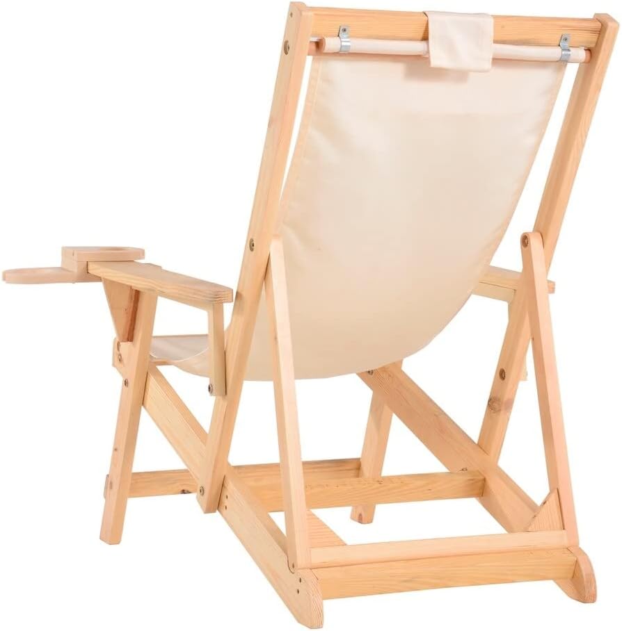 2117NC-BG Romantic Collection Canvas Sling Chair with Cup and Wine Holder