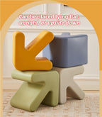 Modern PE Sofa Side Table, Creative End Table, Bedside Table, Magazine Rack, Versatile Cube Ottoman, for Bedroom, Living Room, Balcony(Orange)