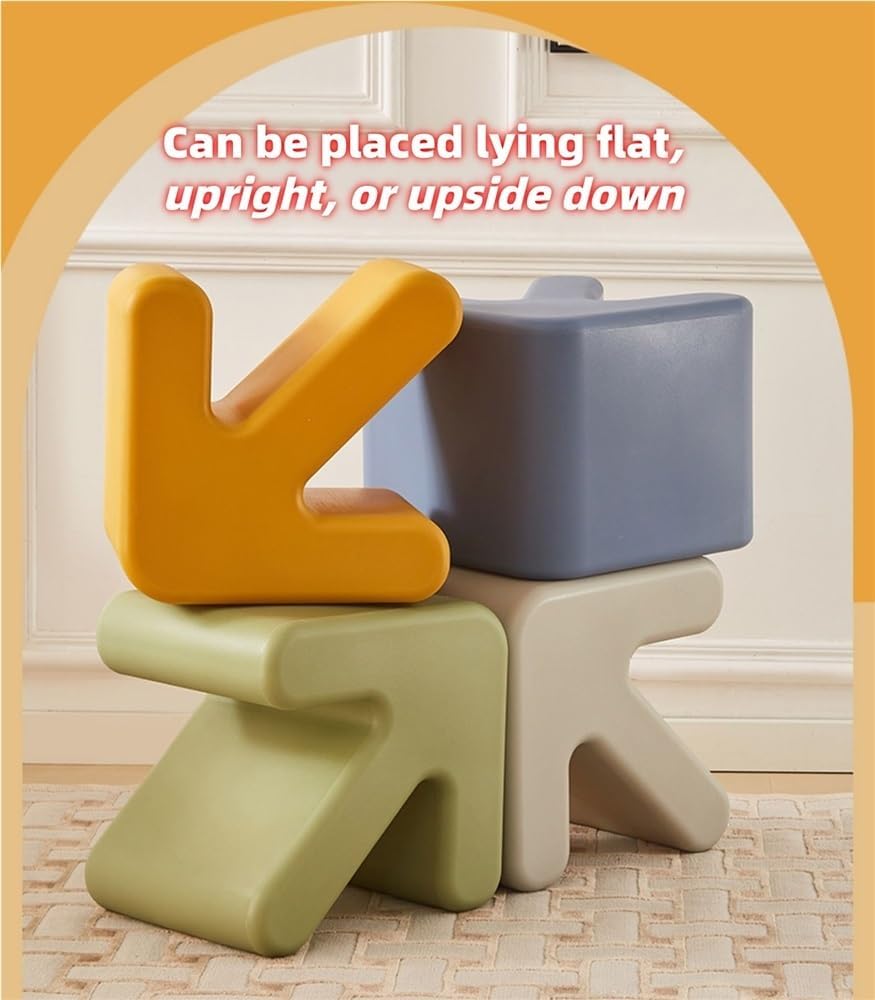 Modern PE Sofa Side Table, Creative End Table, Bedside Table, Magazine Rack, Versatile Cube Ottoman, for Bedroom, Living Room, Balcony(Orange)