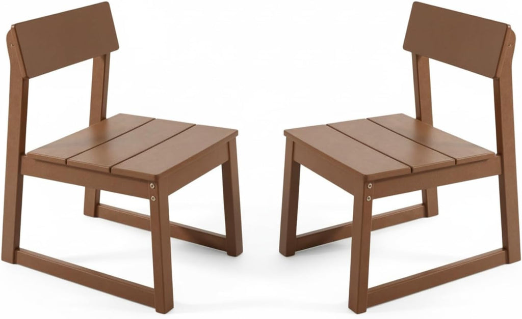 2-Pack Brown HDPE Outdoor & Garden Backrest Chairs