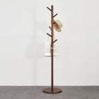 Coat Rack, Solid Wood Coat Rack Freestanding with 6 Hooks, Wooden Coat Tree Freestanding for Hats, Handbags, Coat Stand for Entryway, Bedroom, Hallway - Gift for Her (Walnut)