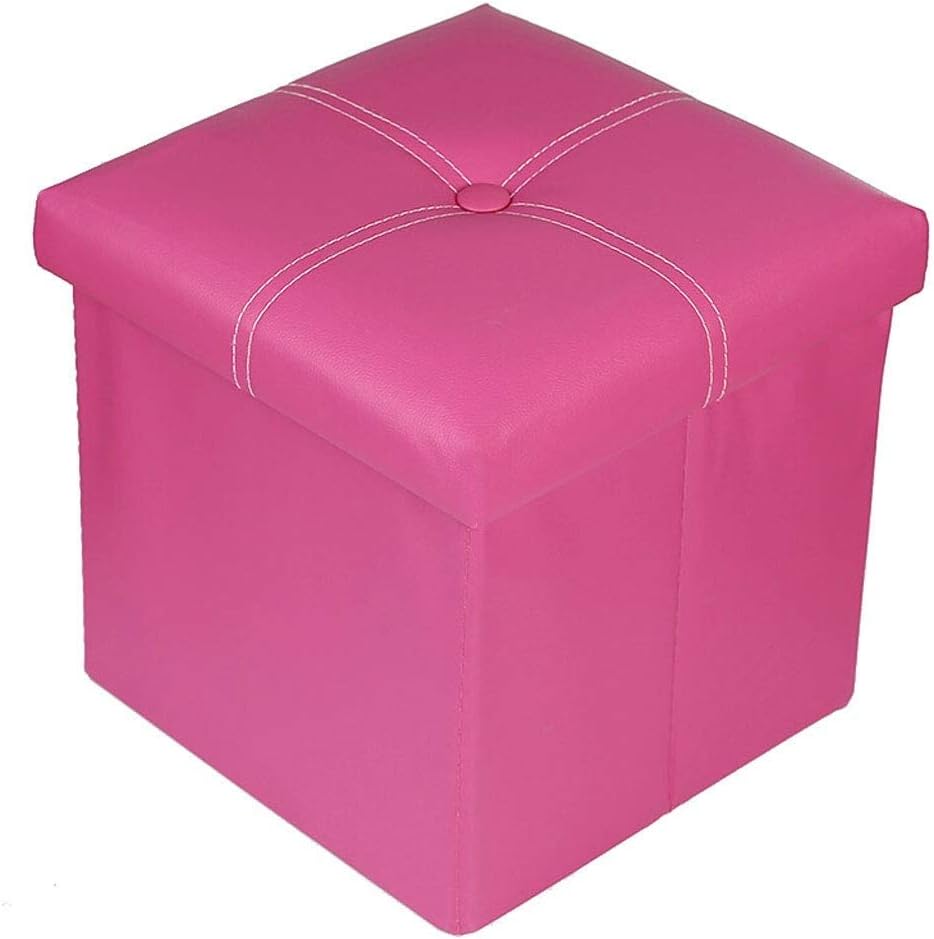 Storage Stool Footstool PU Padded Seat n Chair Storage Toy Shoes Home Footrest Footstool Comfortable and (Color : Pink)