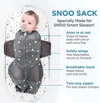 Happiest Baby SNOO Sleep Sack - 100% Organic Cotton Baby Swaddle Blanket - Doctor Designed Promotes Healthy Hip Development (Graphite Stars, Small)