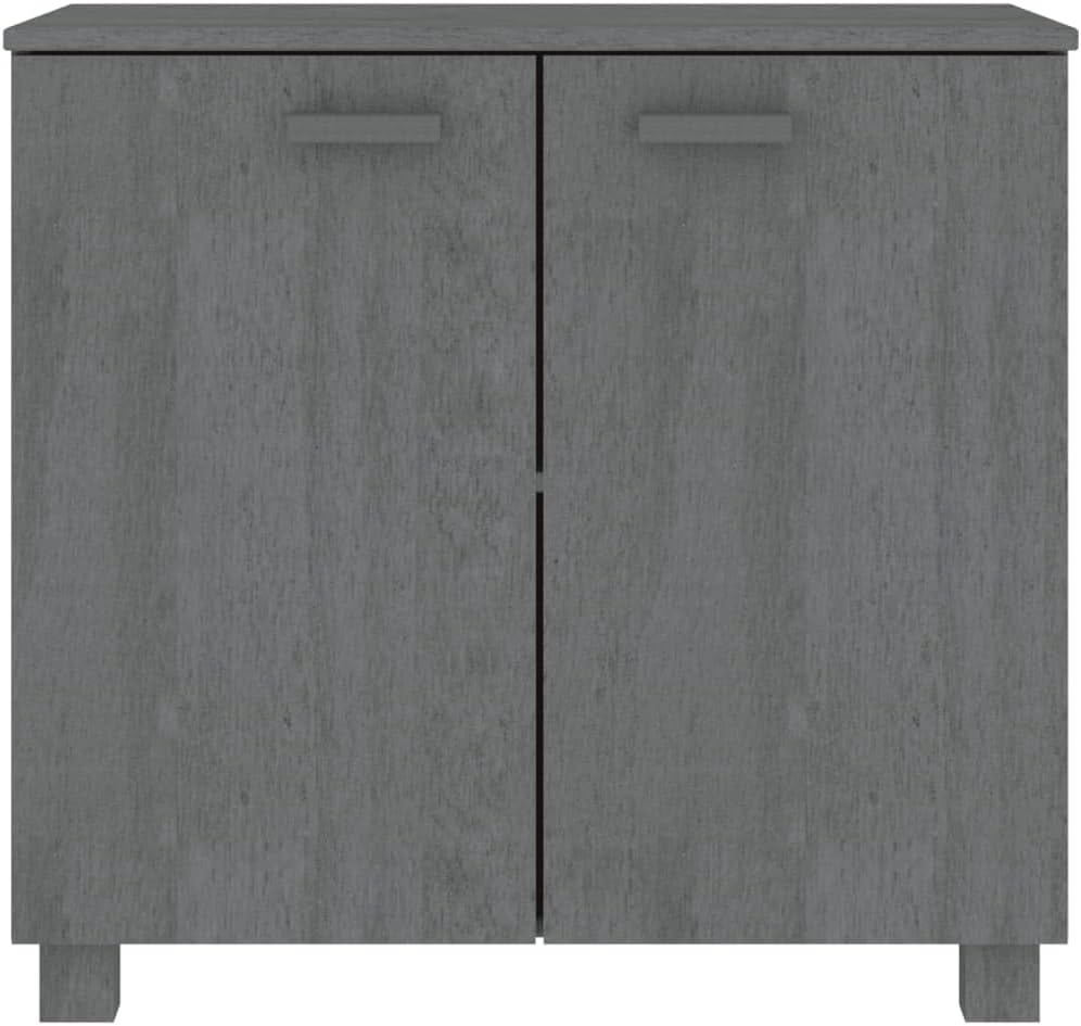 Dark Grey Solid Pine Wood Sideboard with MDF Large Storage Cabinet, Rustic Design for Living Room and Dining Area, Two Doors and Built-in Shelves for Ample Storage, Durable