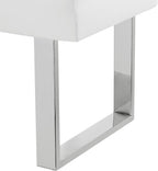 Armen Living Amanda Bench in White and Chrome Finish 48"x18"x19"
