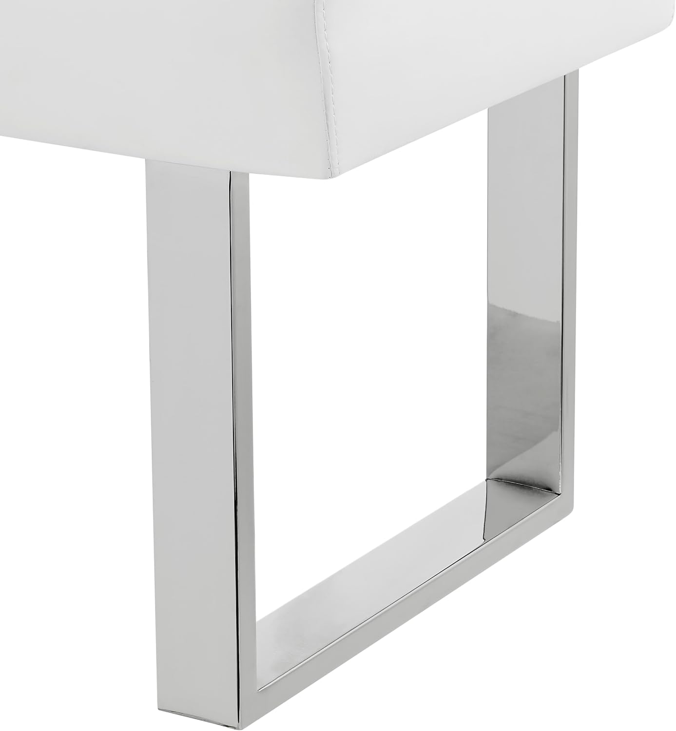 Armen Living Amanda Bench in White and Chrome Finish 48"x18"x19"