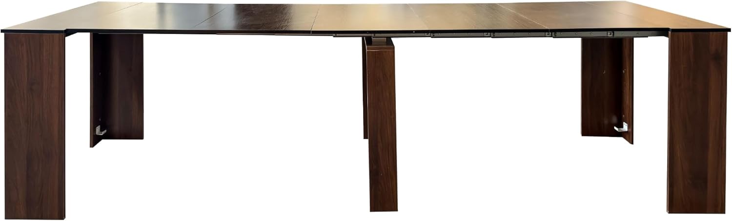 SSLine Rectangular Extendable Dining Table 35"-118" Super Long Conference Meeting Table for 6 8 10 12 People Black Walnut Expandable Kitchen Tables for Home Office Computer Table