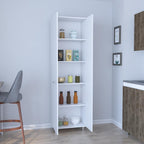 Modern Kitchen Pantry, White Storage Cabinet with 2 Doors, Particle Board, for Dining Room, Easy to Clean