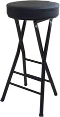 25 Inch Backless Folding Stool with Padded, with 220lb Capacity, for Kitchen or Rec Room, Portable Indoor Counter Bar Stools (Color : Black, Size : 63cm/25inch)