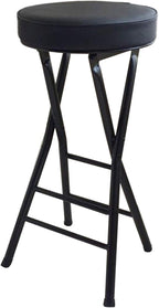 25 Inch Backless Folding Stool with Padded, with 220lb Capacity, for Kitchen or Rec Room, Portable Indoor Counter Bar Stools (Color : Black, Size : 63cm/25inch)