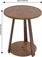 2-Tier Round Side Table - 20in Modern Solid Wood Small Round Table End Table for Small Spaces, Living Room, Bedroom